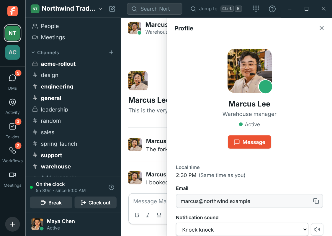 A profile open in a narrow window, its close button just below the window buttons