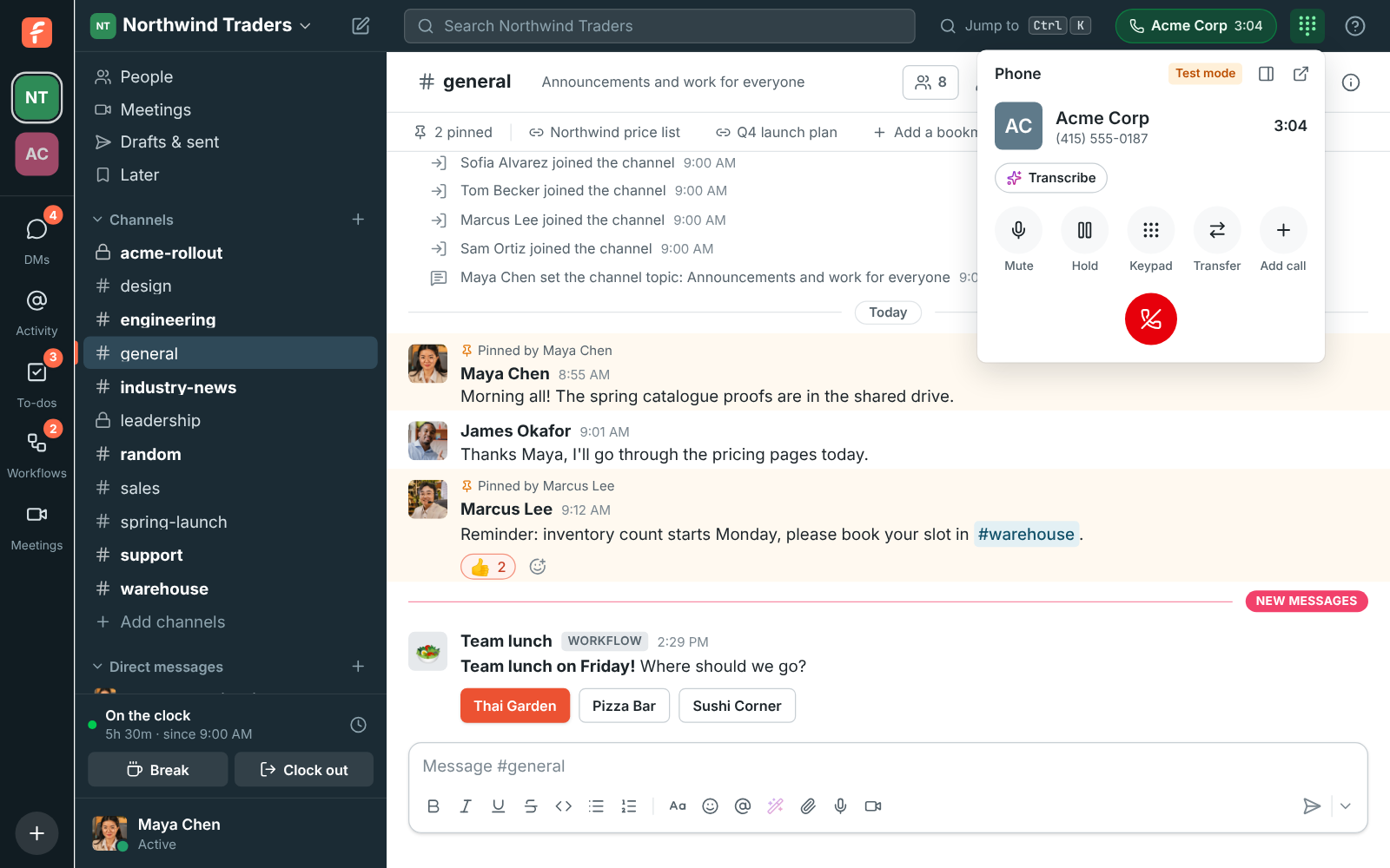 A call in Freesbe with Transcribe under the call buttons