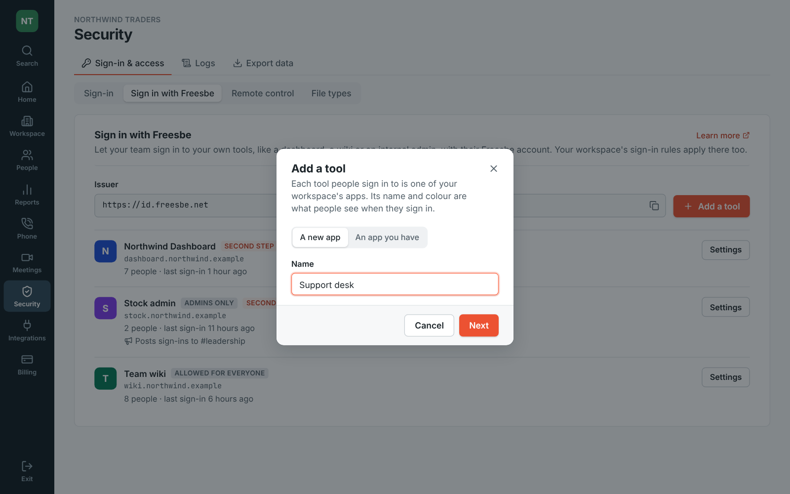 Add a tool: a new app called Support desk